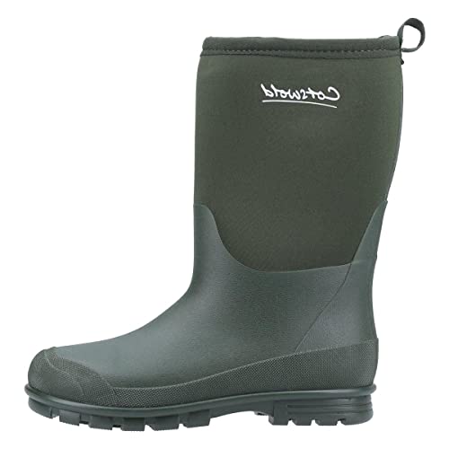 Cotswold Hilly Neoprene Childrens Wellington Boots 3 UK Green