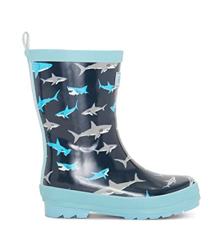 Hatley Boys Printed Wellington Rain Boots, Blue (Shark Frenzy), 13 US Child / 12 UK Child