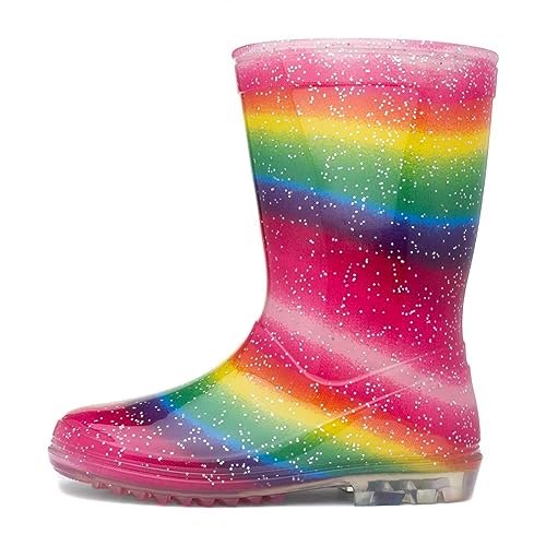 Zone - Kids Multi Rainbow Glitter Welly - Size 8 Child UK - Multicolour