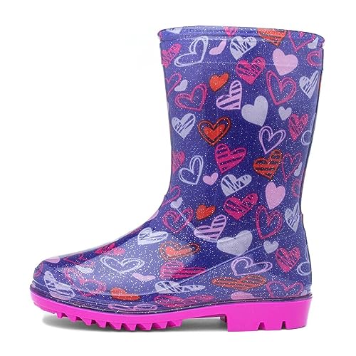 Zone - Sunny Kids Purple Love Hearts Welly - Size 10 Child UK - Purple