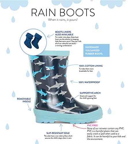 Hatley Boys Printed Wellington Rain Boots, Blue (Shark Frenzy), 13 US Child / 12 UK Child