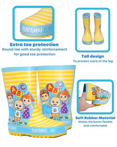 Cocomelon Wellington Boots Kids Official Merchandise | JJ TomTom Yoyo Adorable Yellow Wellies | Unisex children's rain boots (7 UK Child, numeric_7)