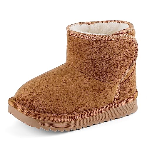 MK MATT KEELY Baby Winter Shoes Kids Boy Girl Warm Snow Boots Toddler Unisex Plush Booties Brown,7 UK Child(160mm)