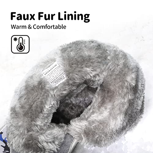 DREAM PAIRS Boys Girls Snow Boots Winter Waterproof Walking Boots for Kids Non Slip Warm Fur Lined Shoes,SDSB2222K,CAMOUFLAGE/BLUE,12 US Little Kid/11 UK Child