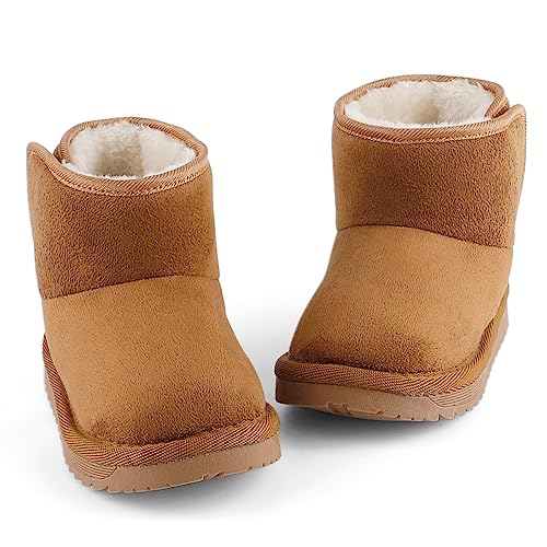 MK MATT KEELY Baby Winter Shoes Kids Boy Girl Warm Snow Boots Toddler Unisex Plush Booties Brown,7 UK Child(160mm)