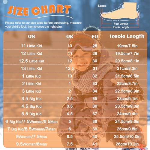 visionreast Boys Girls Wool Lining Snow Boots Winter Walking Boots for Kids Non Slip Unisex-Child Cold Weather Shoes Outdoor Boots Pale Grey 13 Little Kid