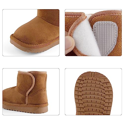 MK MATT KEELY Baby Winter Shoes Kids Boy Girl Warm Snow Boots Toddler Unisex Plush Booties Brown,7 UK Child(160mm)
