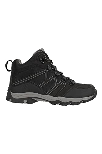 Mountain Warehouse Oscar Kids Walking Boots – Suede Footwear with Sturdy Grip, Padded Ankles & Strong Outsole – for Spring Summer Travelling, Hiking, Camping Jet Black Kids Shoe Size 2 UK