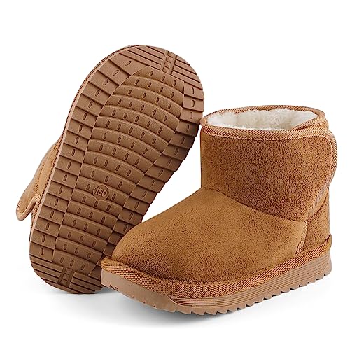 MK MATT KEELY Baby Winter Shoes Kids Boy Girl Warm Snow Boots Toddler Unisex Plush Booties Brown,7 UK Child(160mm)