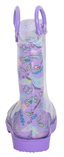 ScruffyTed Kids Wellington Boots With Pull On Handles Lilac Butterflies 6 UK Child