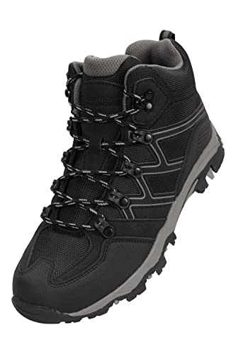 Mountain Warehouse Oscar Kids Walking Boots – Suede Footwear with Sturdy Grip, Padded Ankles & Strong Outsole – for Spring Summer Travelling, Hiking, Camping Jet Black Kids Shoe Size 2 UK