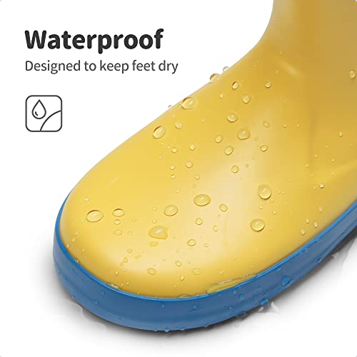 DREAM PAIRS Girls Boys Wellies Wellington Boots,SDRB2201K-E,Yellow/Blue,7 UK Child/25 (EUR)