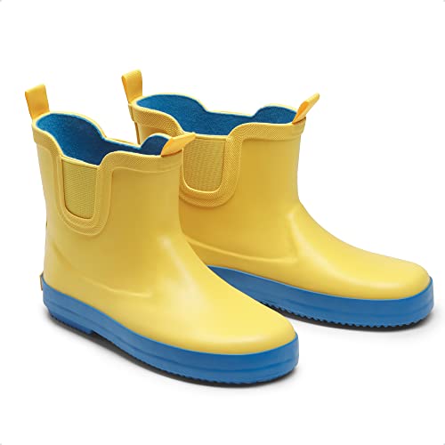 DREAM PAIRS Girls Boys Wellies Wellington Boots,SDRB2201K-E,Yellow/Blue,7 UK Child/25 (EUR)