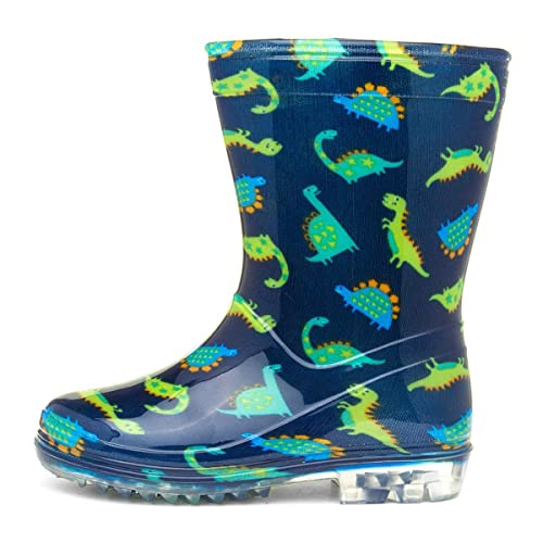 Zone - Tornado Kids Dinosaur Navy & Green Welly - Size 7 Child UK - Multicolour