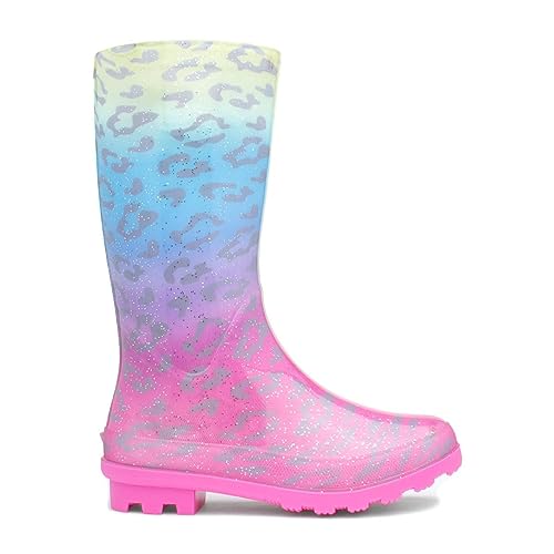 Zone - Stormy Kids Rainbow Leopard Print Glitter Welly - Size 13 Child UK - Multicolour