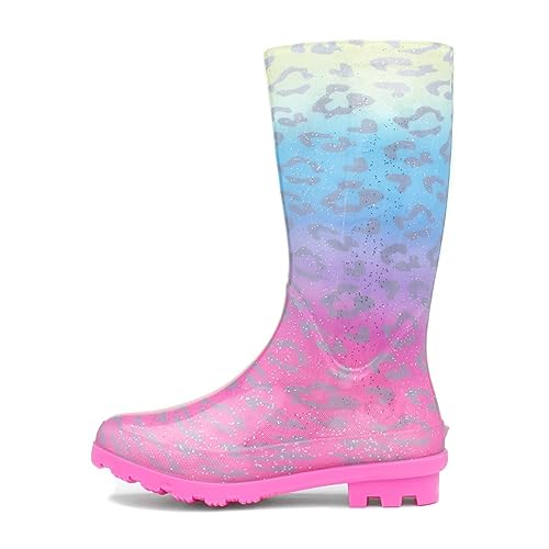 Zone - Stormy Kids Rainbow Leopard Print Glitter Welly - Size 13 Child UK - Multicolour