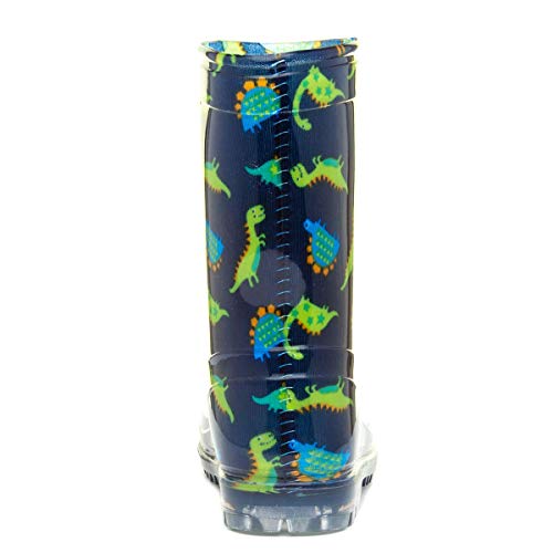 Zone - Tornado Kids Dinosaur Navy & Green Welly - Size 7 Child UK - Multicolour