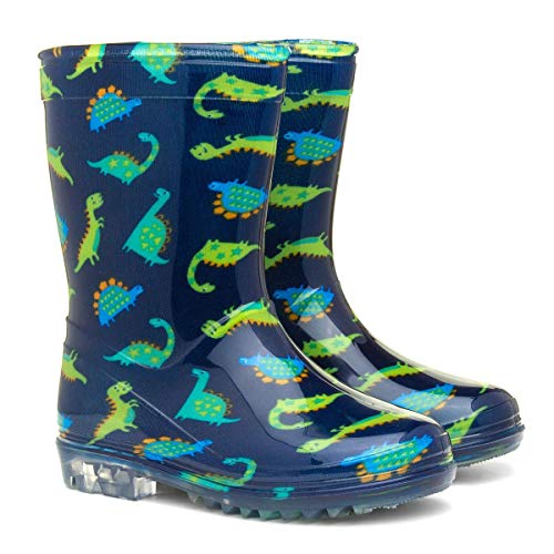Zone - Tornado Kids Dinosaur Navy & Green Welly - Size 7 Child UK - Multicolour