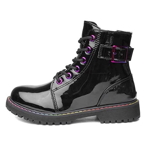Lilley Riley Kids Black Patent Iridescent Boot - Size 12 Child UK - Black