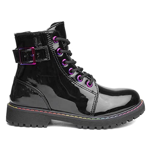 Lilley Riley Kids Black Patent Iridescent Boot - Size 12 Child UK - Black