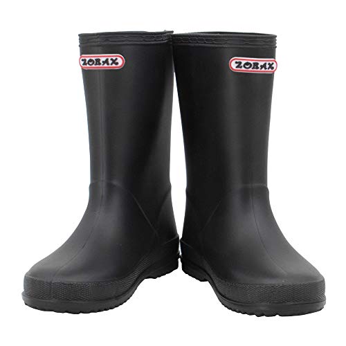 Zorax - UK13 Kids - EU31 - Black Girls Boys Waterproof Non-Slip Kids Motorbike Rain Boots Kids Rain Shoes Wellies Unisex Children Wellington Boots