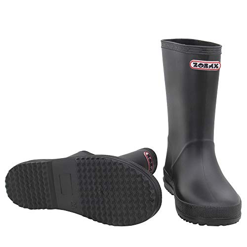 Zorax - UK13 Kids - EU31 - Black Girls Boys Waterproof Non-Slip Kids Motorbike Rain Boots Kids Rain Shoes Wellies Unisex Children Wellington Boots