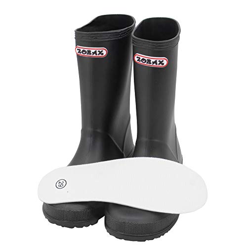 Zorax - UK13 Kids - EU31 - Black Girls Boys Waterproof Non-Slip Kids Motorbike Rain Boots Kids Rain Shoes Wellies Unisex Children Wellington Boots