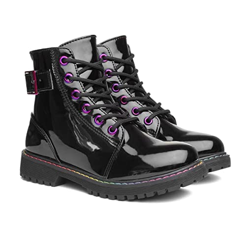 Lilley Riley Kids Black Patent Iridescent Boot - Size 12 Child UK - Black