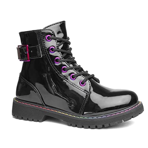 Lilley Riley Kids Black Patent Iridescent Boot - Size 12 Child UK - Black