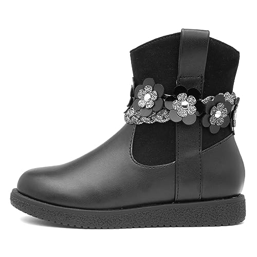 Walkright Ivy Kids Black Floral Ankle Boot - Size 12 Child UK - Black