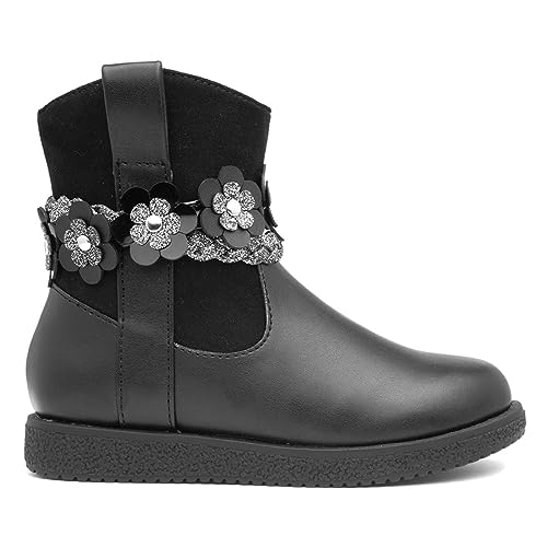 Walkright Ivy Kids Black Floral Ankle Boot - Size 12 Child UK - Black