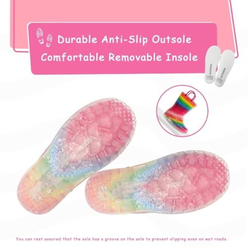 EUXTERPA Little Kids Wellies Light Up Boots for Girls Boys,Waterproof Wellington Boots for Childrens Non-slip Kids Garden Shoes Size 1 Child