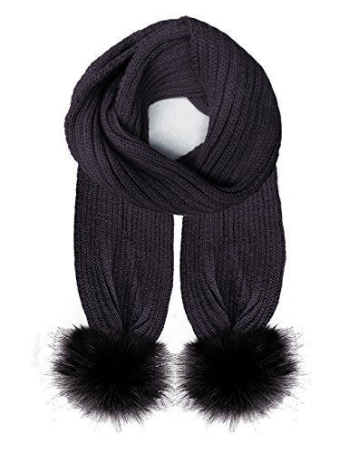TOSKATOK® KIDS GIRLS WARM SOFT WINTER SCARF WITH FAUX FUR POMPOMS TRIM