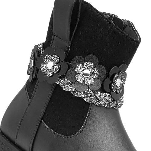 Walkright Ivy Kids Black Floral Ankle Boot - Size 12 Child UK - Black