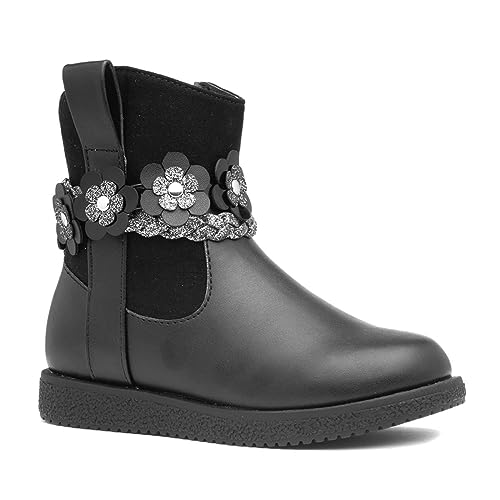 Walkright Ivy Kids Black Floral Ankle Boot - Size 12 Child UK - Black