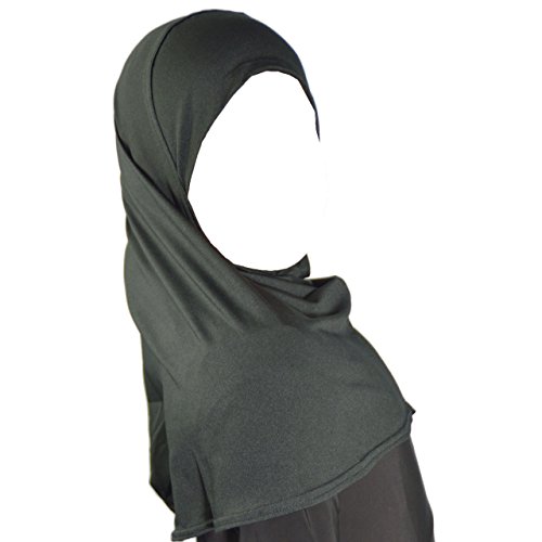 Yaqeen Girls instant headscarf hijab plain al Amira, readymade pull on scarf, ideal for any occassion school/nursery (Black)