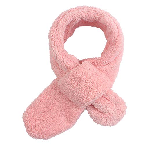 Pesaat Winter Kids Fleece Scarf Solid Baby Boys Girls Scarves Wrap Cross Collar Children Neck Warmer for Toddler 1-6Y (Skin pink)