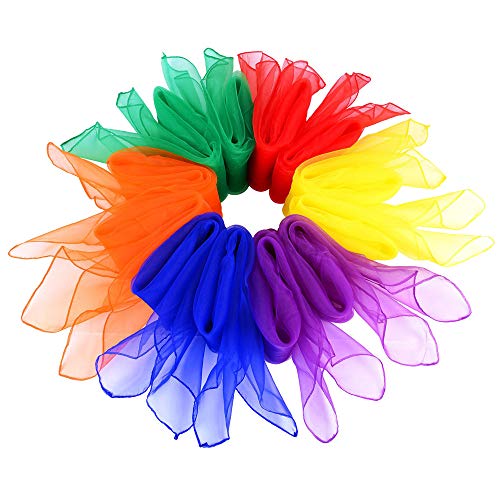 Kiseki Square Juggling Silk Dance Scarf Magic Tricks Scarves Movement Scarves Performance Props Accessories 12pcs 6 Colors