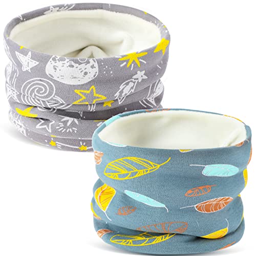 SATINIOR 2 Pcs Kids Neck Scarves Cotton Warm Multi Use Neck Warmer Autumn Winter Neck Scarf Thermal Windproof Loop Neckerchief for Toddler Boys Girls