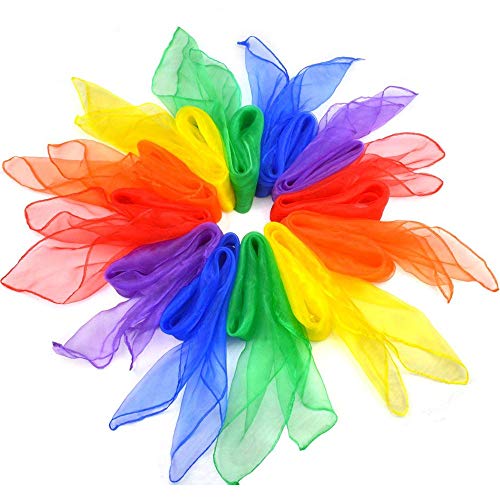 Kiseki Square Juggling Silk Dance Scarf Magic Tricks Scarves Movement Scarves Performance Props Accessories 12pcs 6 Colors