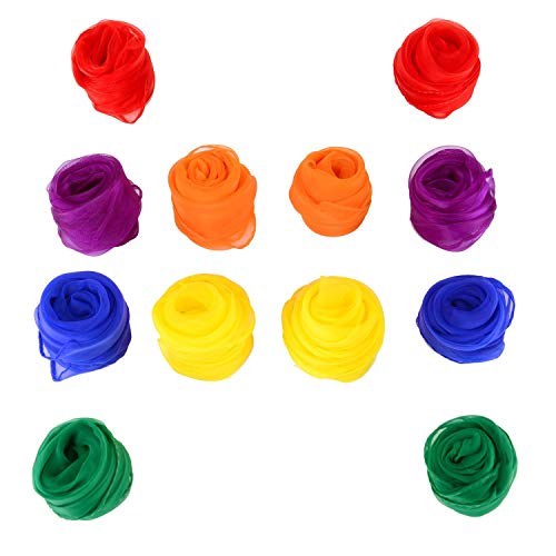 Kiseki Square Juggling Silk Dance Scarf Magic Tricks Scarves Movement Scarves Performance Props Accessories 12pcs 6 Colors