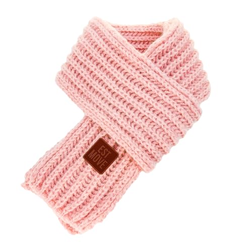 VOOVEN Kids Scarf, Autumn and Winter Warm Scarf, Solid Soft Knit Scarf, Little Boys Girls Toddlers Scarves (Pink)