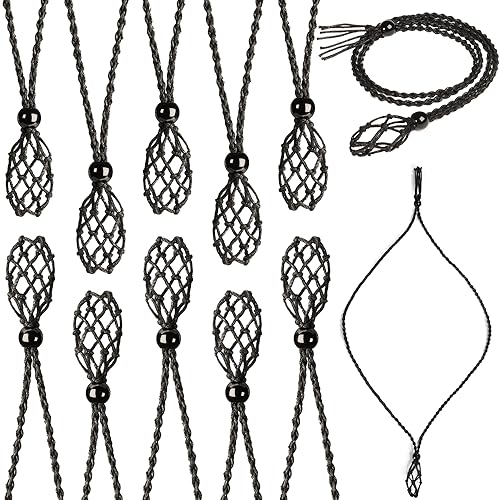 LERSUSI 12Pcs Adjustable Crystal Necklace Crystal Stone Necklace Pendant Necklace Cord Hand Woven Necklace Ropes for Jewelry Making, 蜡绳, No Gemstone