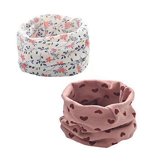2 PCS Loop Scarf Set Children Cotton Autumn Winter Scarf Baby Circle Neck Warm Girl And Boy (Girl A-2)