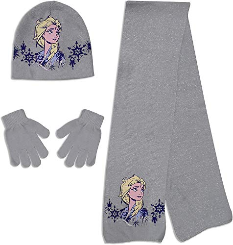 Disney Frozen Elsa Hat Scarf Gloves Set (54 cm, Light Blue)