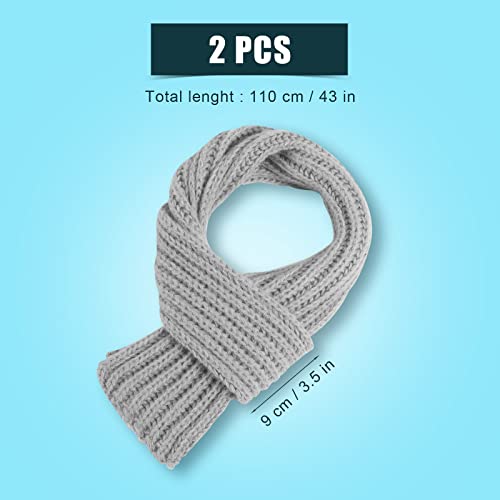 2pcs Kids Scarf Winter, Knitted Scarves Warm Snoods Scarf Knit Neck Warmer for Little Boys Girls Toddlers Childrens(Black, Grey)