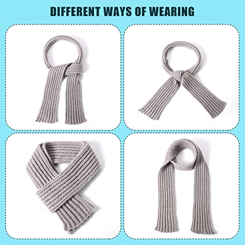 2pcs Kids Scarf Winter, Knitted Scarves Warm Snoods Scarf Knit Neck Warmer for Little Boys Girls Toddlers Childrens(Black, Grey)