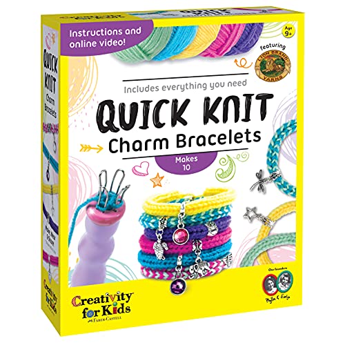 Creativity for Kids Quick Knit Charm Bracelets – Create 10 DIY Friendship Bracelets, Kids Jewelry Making Kit