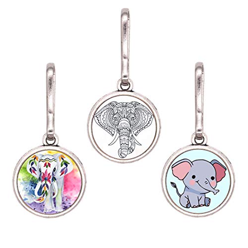 HEYGOO Cute Elephant Zipper Pull, Animal Jewelry Charms Lovely Pendant, Pack of 3