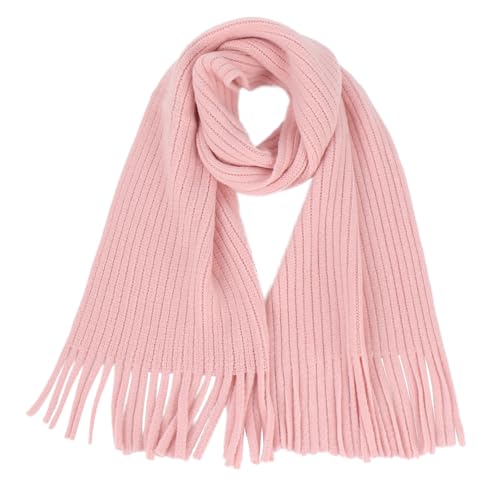LA HUATE Kids Wool Knit Tassel Scarf Autumn Winter Neck Warmer Solid Color Warm Neckerchiefs